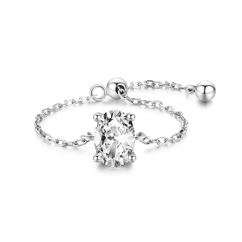 Oval Zirconia Chain Ring