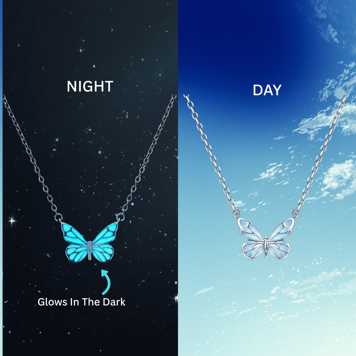 Glow in the Dark Butterfly Necklace